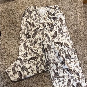 Paisley Print Wide-Leg Pants